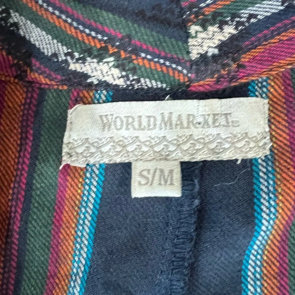 World Market Women’s 100% Cotton Navy Blue Multicolored Kimono Jacket Boho S/M